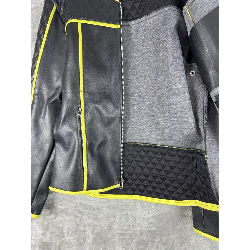 Vintage LIP SERVICE‎ Rock Moto Full Zip Jacket Womens Size Large PVC Cloth USA